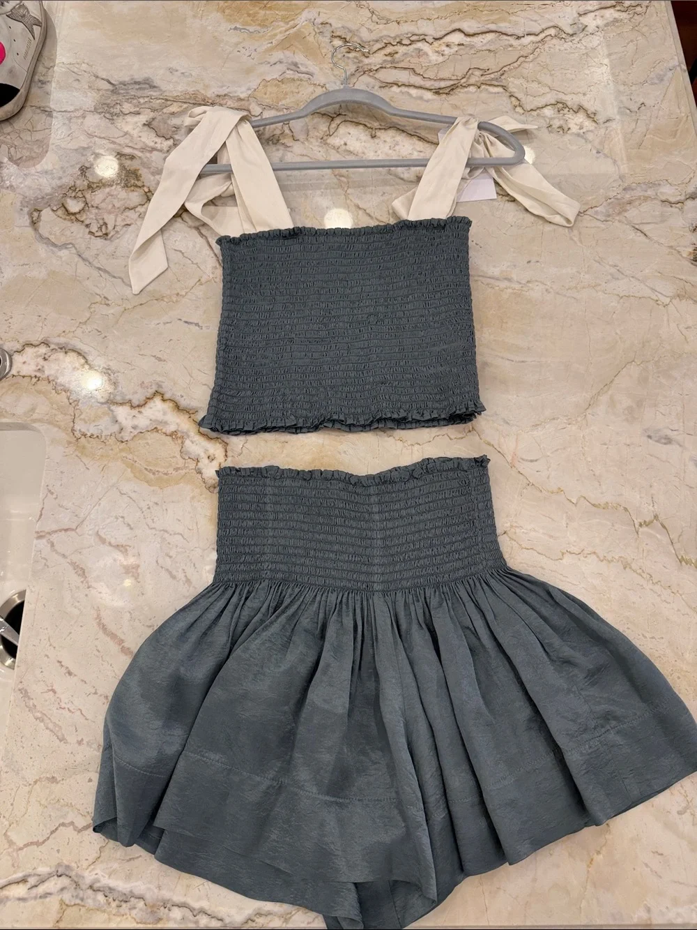 Koch skirt, only warn once, High-Waist Mini scort with Matching Smocked top - Picture 1 of 4